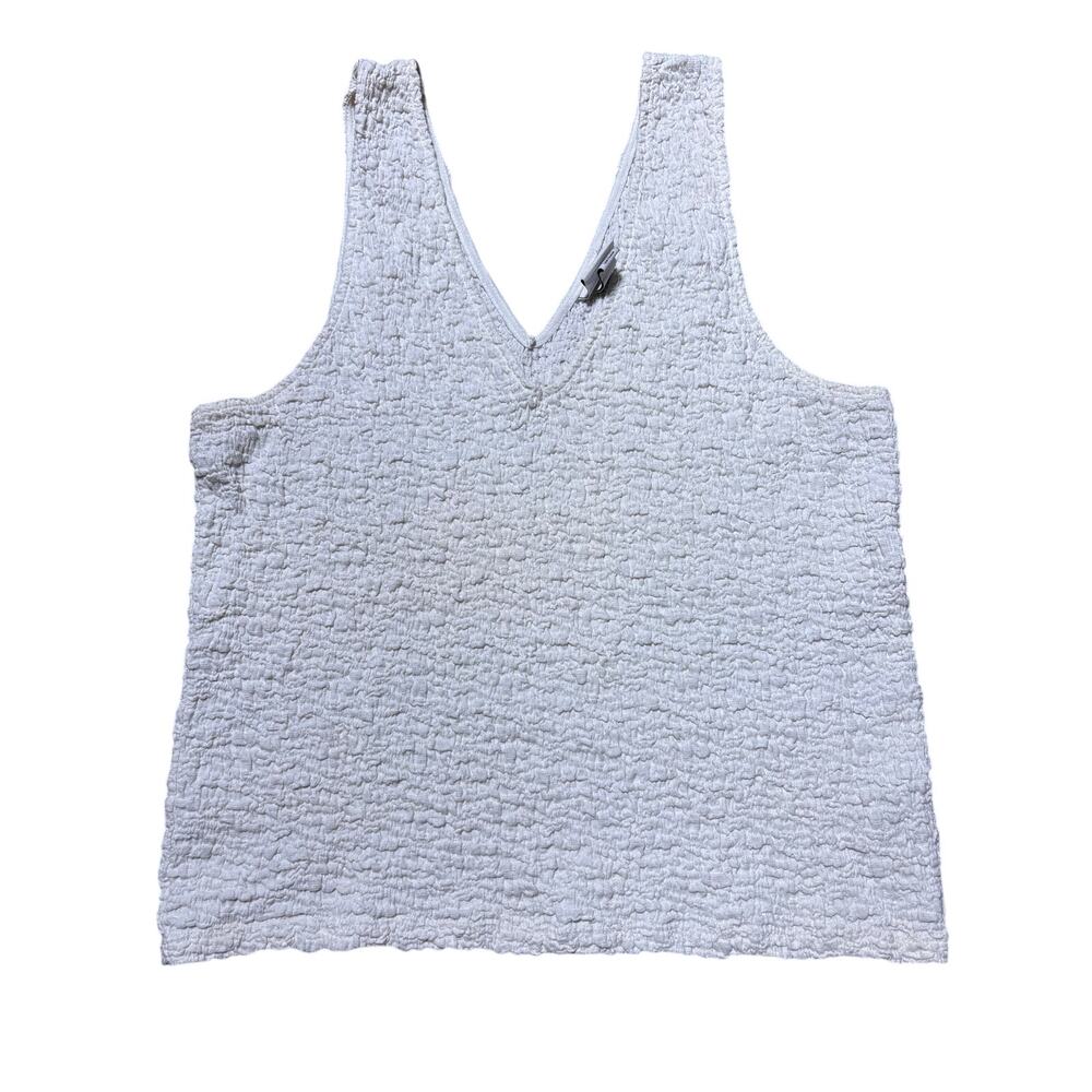 A New Day Womens L Ivory Textured V-Neck Sleeveless Cropped Tank